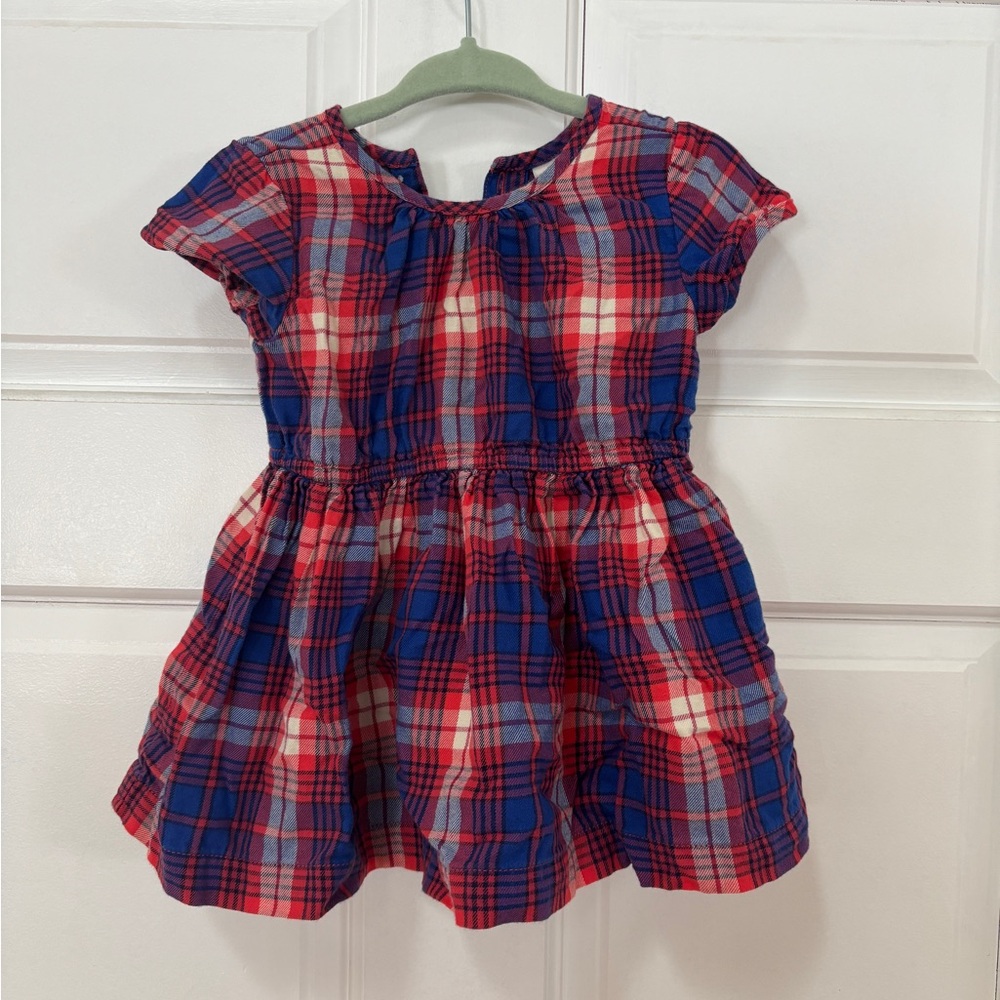 Plaid Kids Dress in Red and Blue
